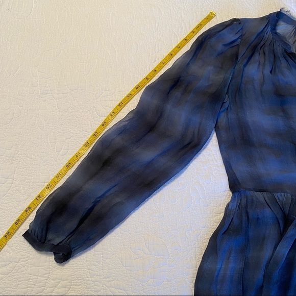 Rebecca Taylor 100% Silk Sheer Fray Collar Blouse - 4 - Picture 11 of 13